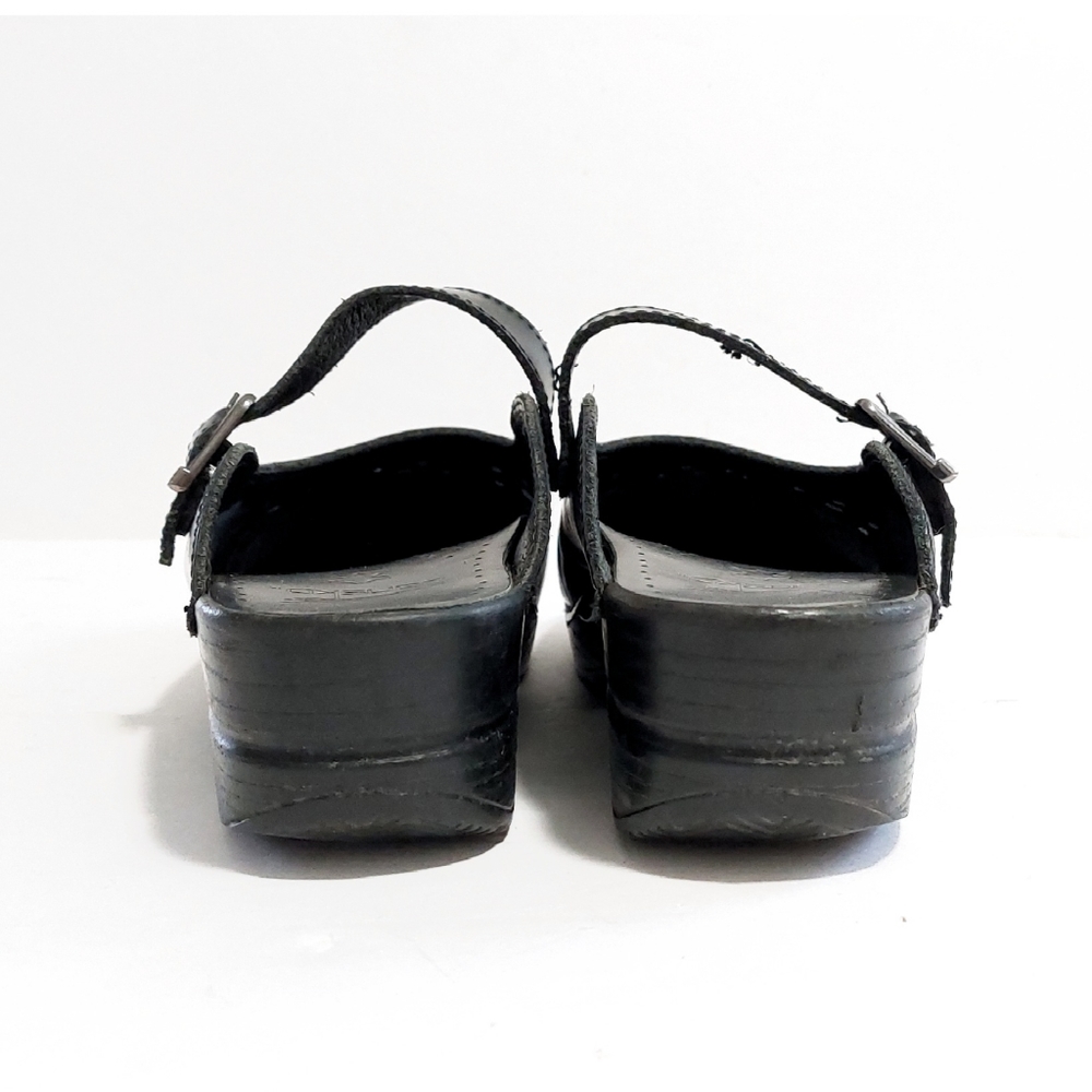 Dansk Martina Black Strap Round Toe Open Back Mule Platform Clog Sandals Size 39 - Picture 6 of 9